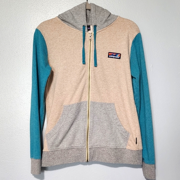 Patagonia Tops - Patagonia Color Block Organic Cotton Full Zip Hoodie Sweatshirt Size Small